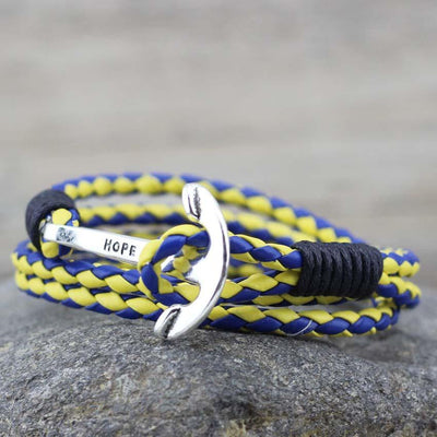 BLUE / YELLOW LEATHER ANCHOR BRACELET - The Sydney Strap Co.