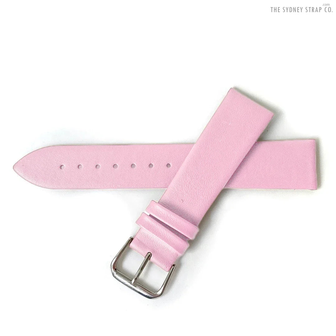 Genuine Calfskin Smooth Thin Pink Leather Watch Strap
