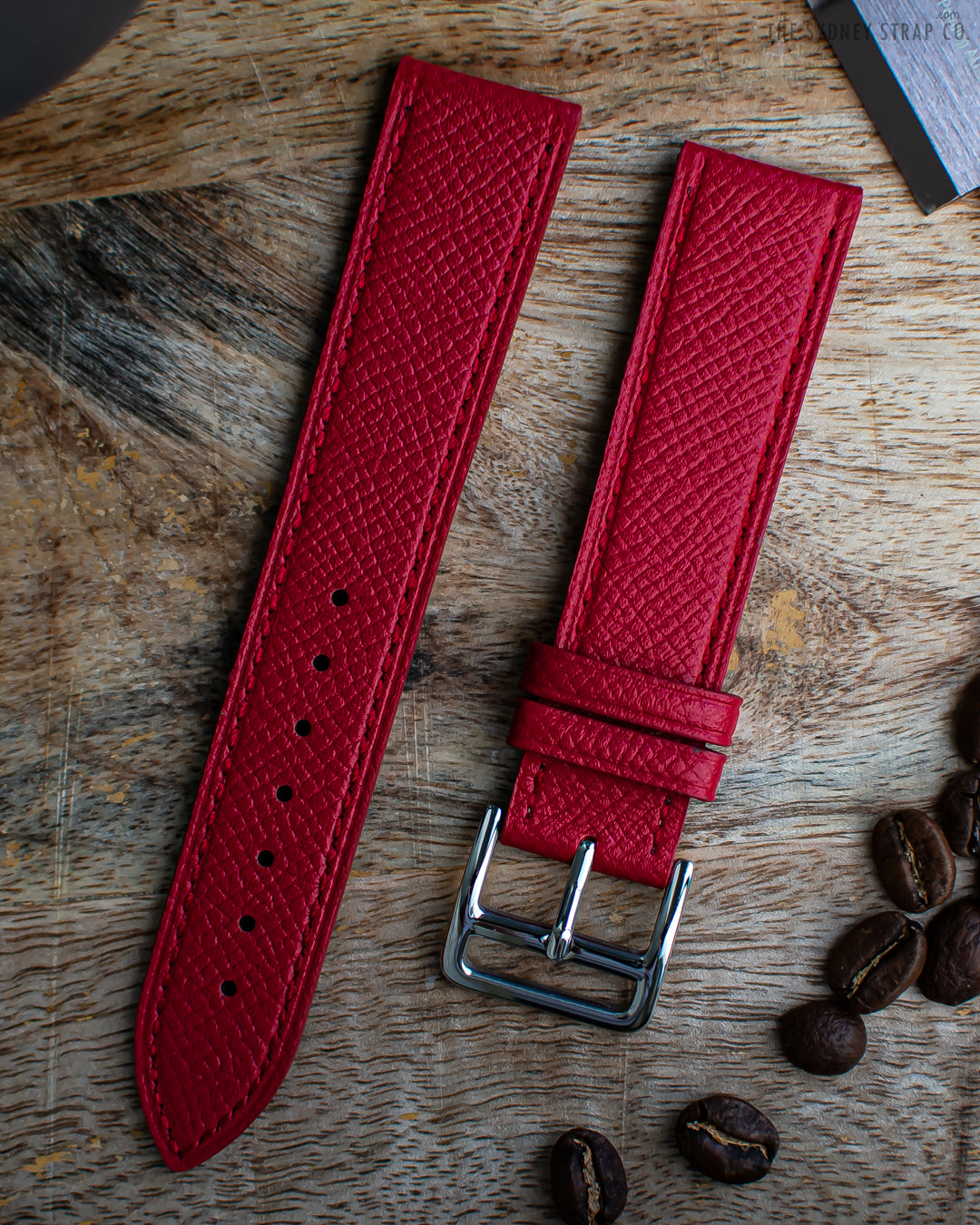 Natural Top Grain Leather Scarlet Red Watch Band The Sydney Strap Co