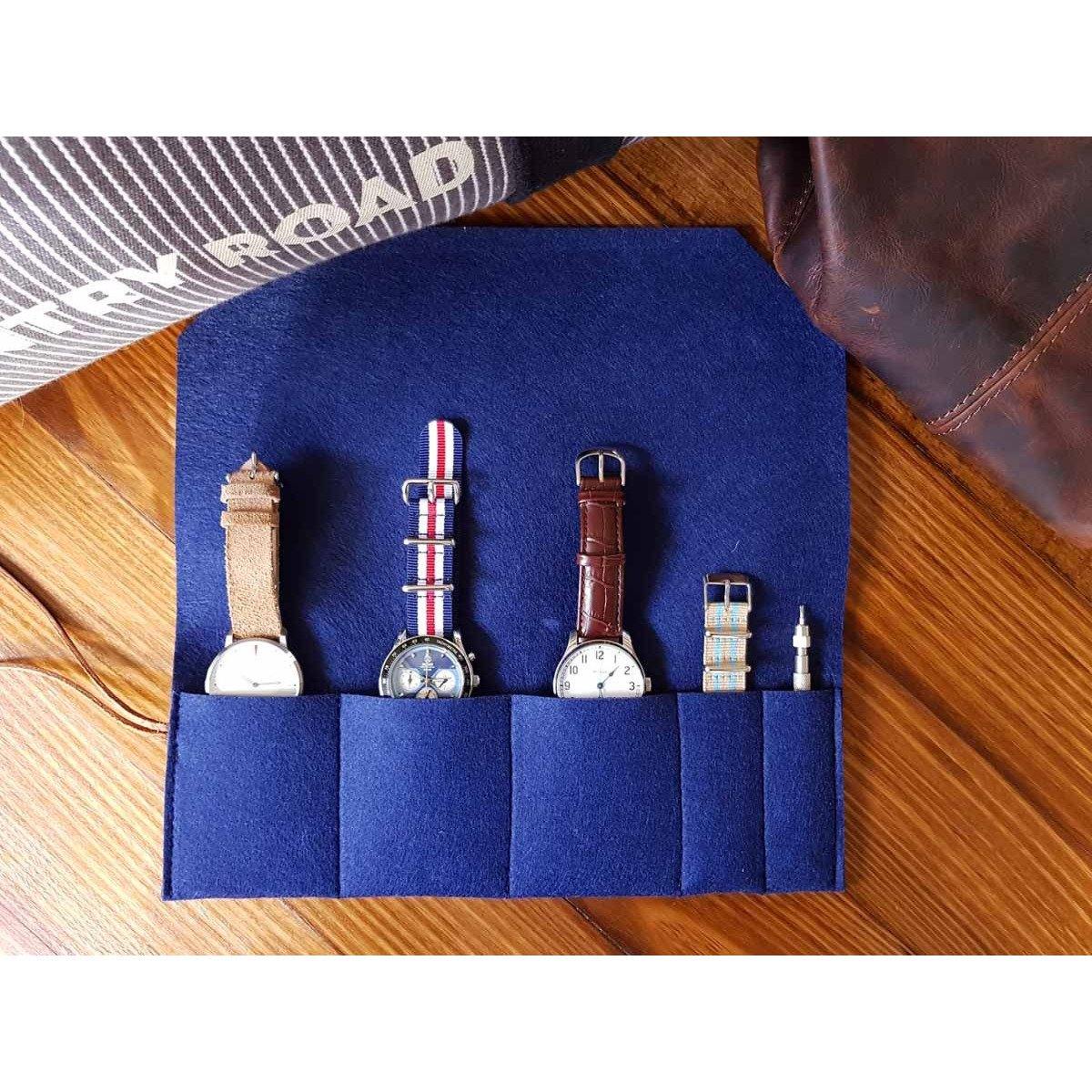 Watch Roll - Navy Felt - The Sydney Strap Co.