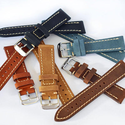 Genuine Calfskin Quick Release Vintage Brown Leather Watch Strap