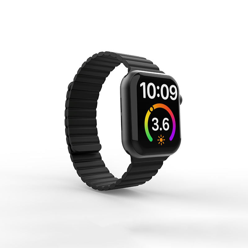 BLACK SILICONE MAGNETIC LOOP APPLE WATCH BAND