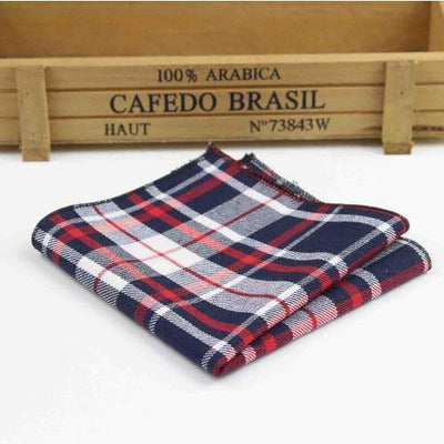 Navy/Red Tartan Cotton Pocket Square - The Sydney Strap Co.