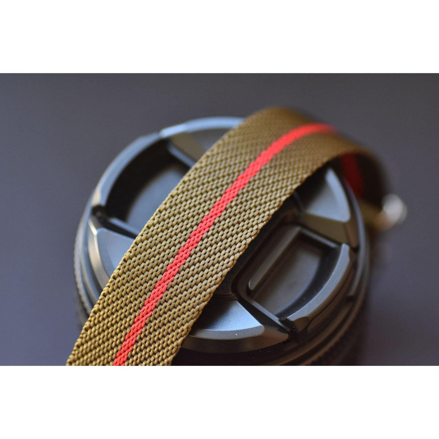 SINGLE PASS-OLIVE & RED - The Sydney Strap Co.