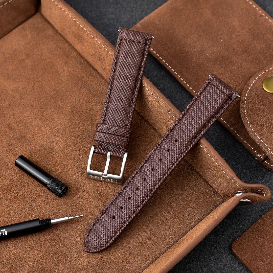 Quick Release Sailcloth Watch Band Brown The Sydney Strap Co