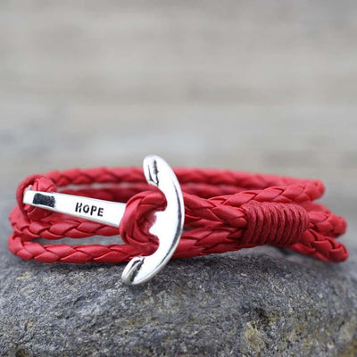 RED LEATHER ANCHOR BRACELET - The Sydney Strap Co.