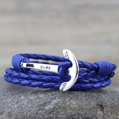 BLUE LEATHER ANCHOR BRACELET - The Sydney Strap Co.