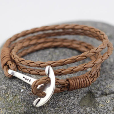 TAN LEATHER ANCHOR BRACELET - The Sydney Strap Co.