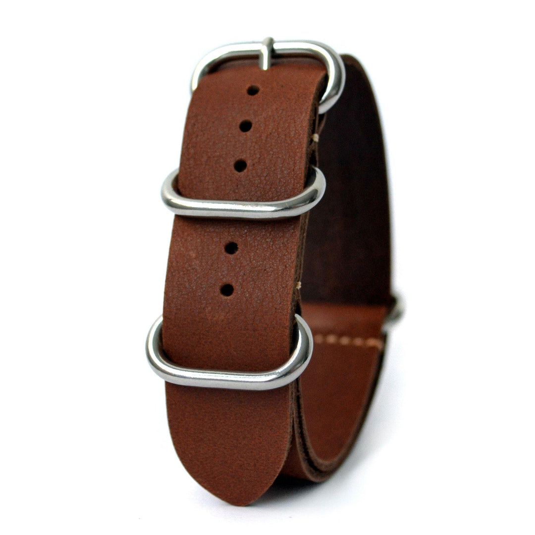 BUY 20mm 22mm LIGHT BROWN GENUINE LEATHER ZULU STRAP