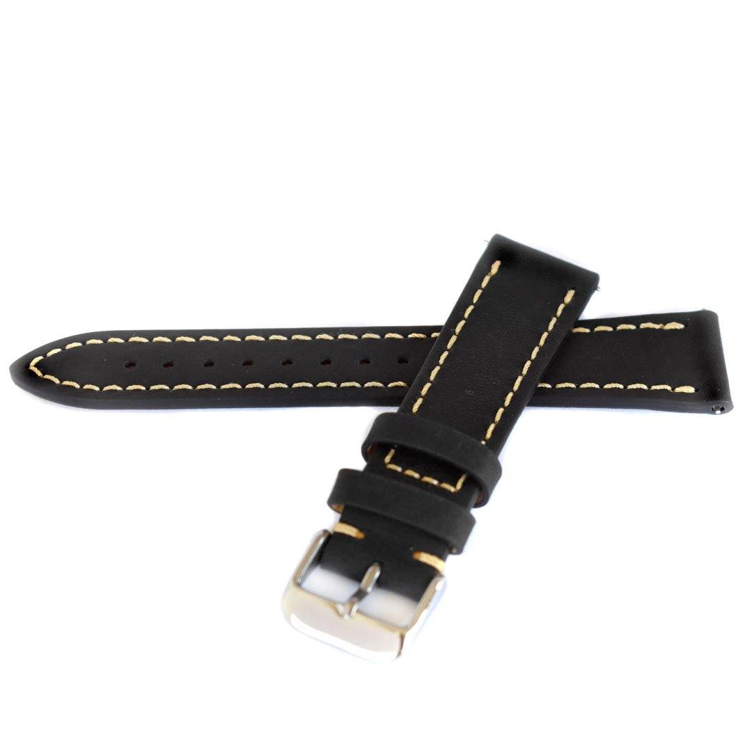 18mm Black Leather Watch Strap with Gold-Tone Buckle – Quick Release - for Men - Trendhim