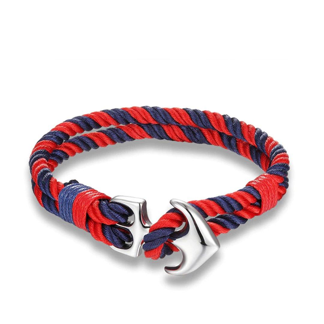 Buy Thick Navy & Red Wound Rope Anchor Bracelet