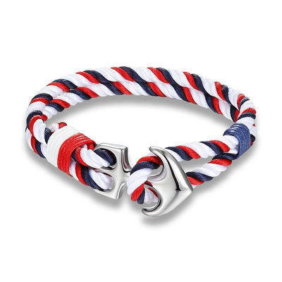 THICK ROPE ANCHOR-WHITE NAVY RED - The Sydney Strap Co.